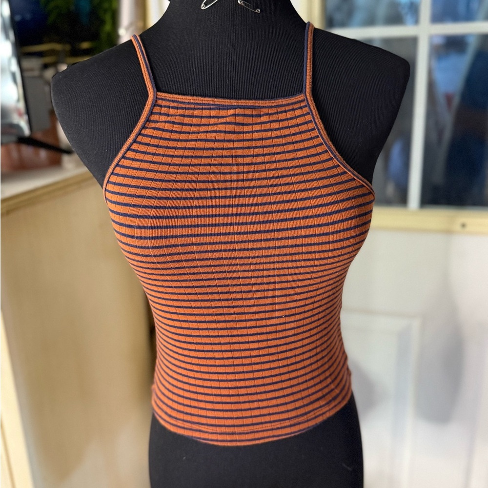 Striped Orange and Black Women's Top
